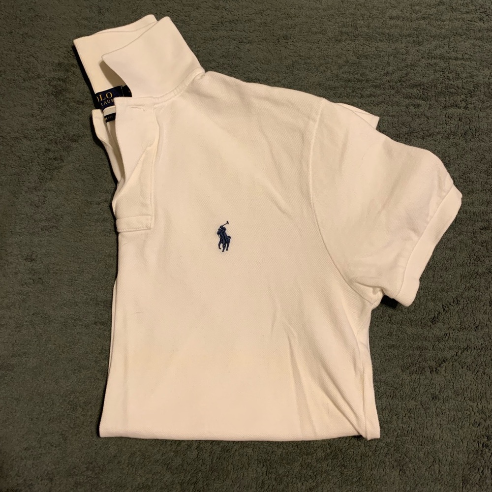 Polo by Ralph Lauren White Polo Shirt with Blue Logo